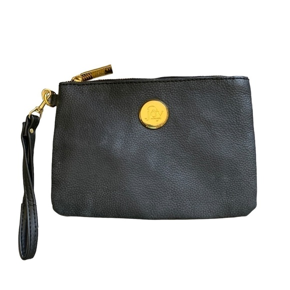 Joy Mangano Wristlet Clutch Black Pebbled Leather - Picture 4 of 6